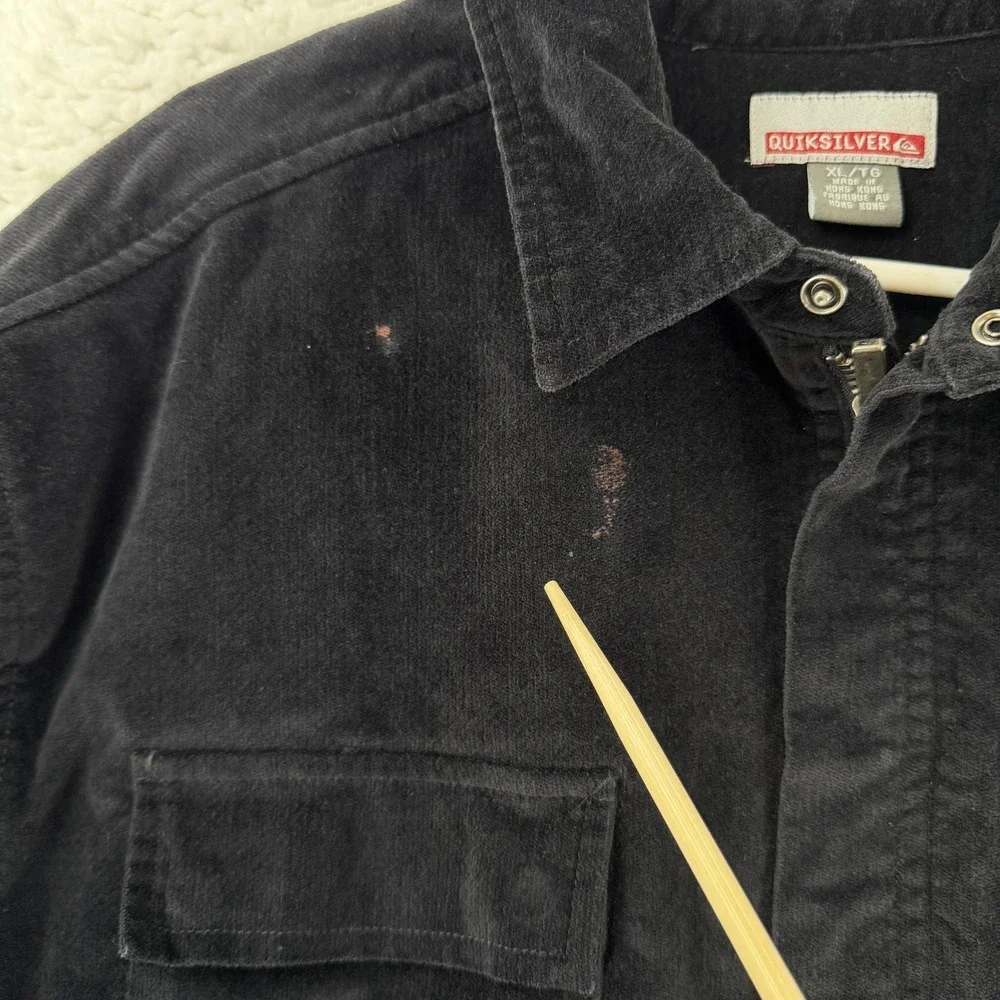 Vintage Quiksilver Jacket Mens XL Black Corduroy Military Shirt Jacket Y2K‎ Gorp